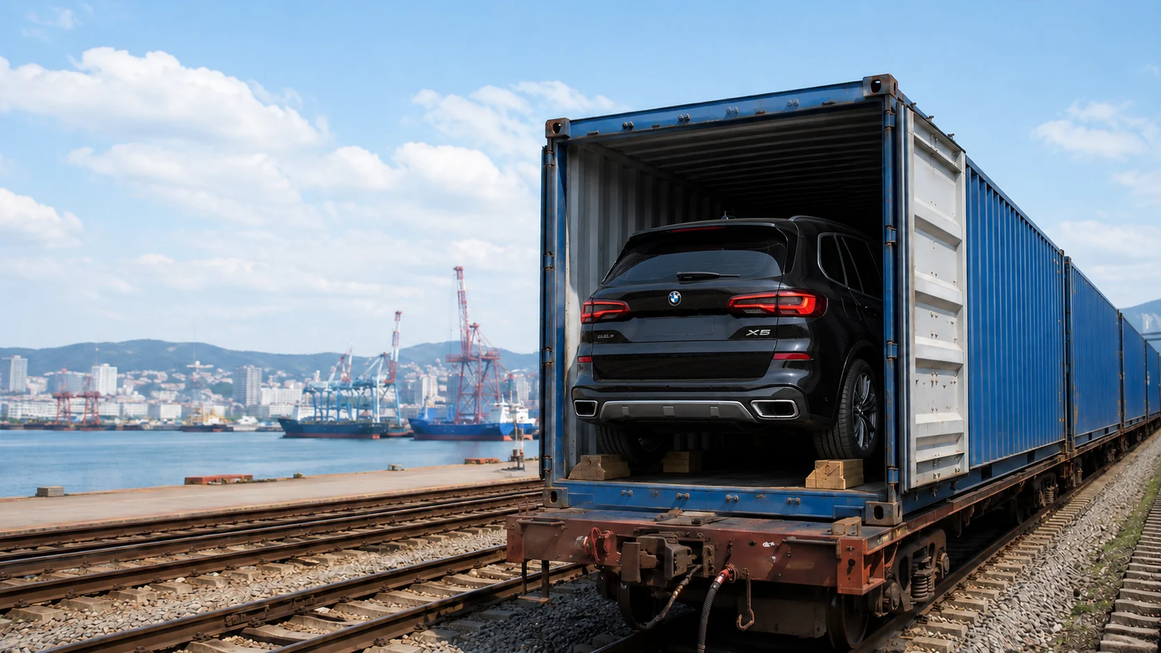 BMW в железнодорожном контейнере во Владивостоке